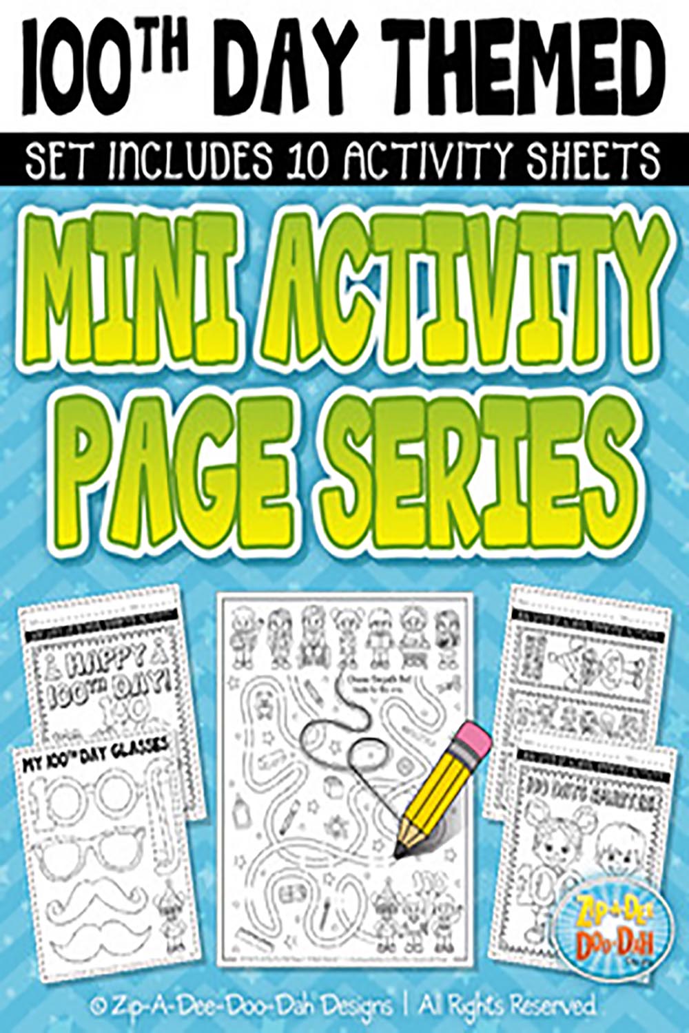 100th Day Mini Activity Page Series Pack {Zip-A-Dee-Doo-Dah Designs} pinterest preview image.