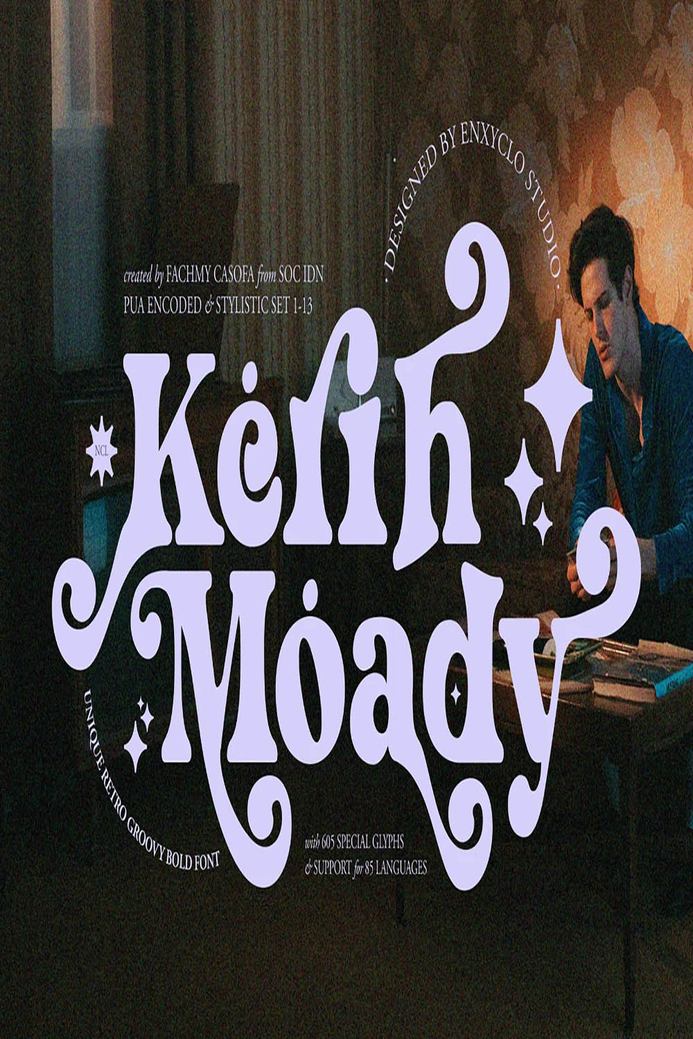 NCL KERIH MOADY - RETRO GROOVY BOLD FONT pinterest preview image.