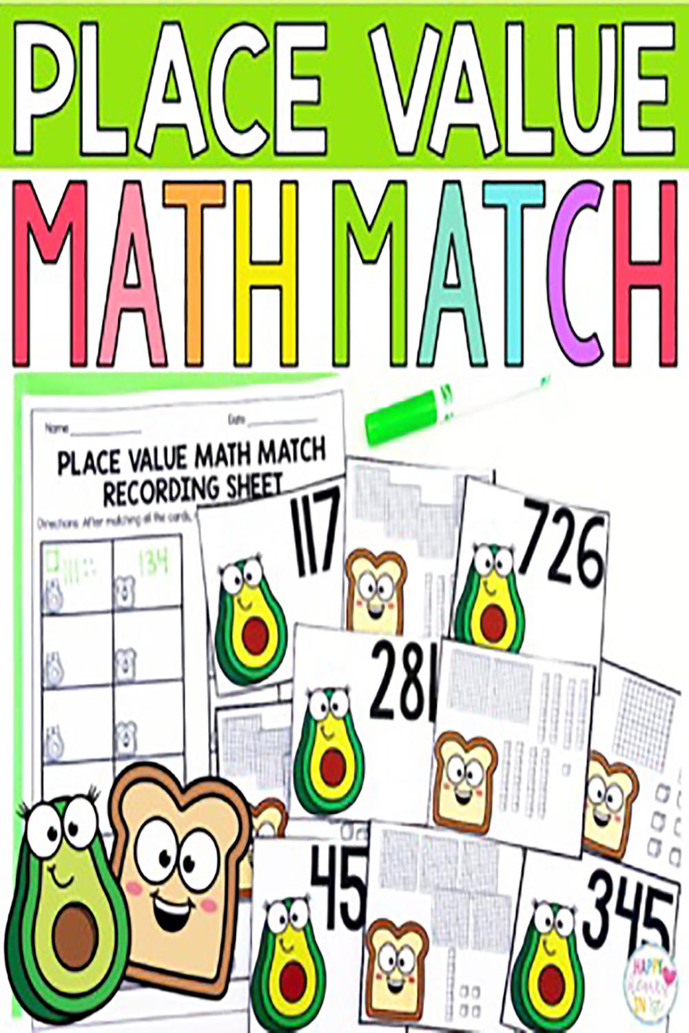 Place Value Memory Match Math Game Center Activity pinterest preview image.