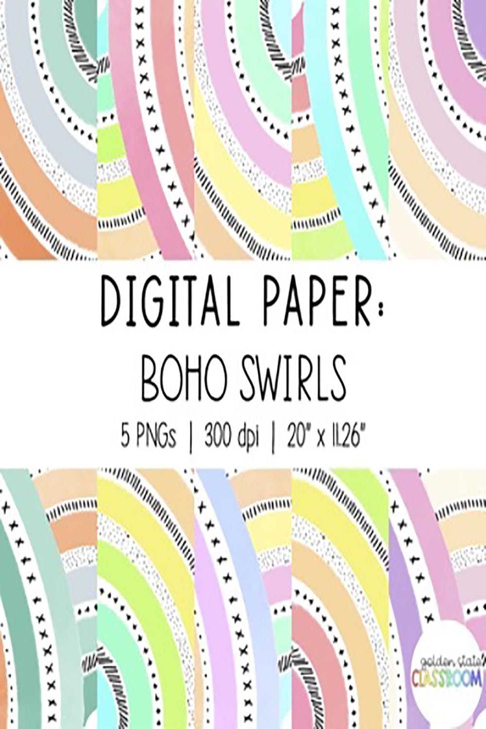 Boho Swirls Wallpaper & Slide Backgrounds pinterest preview image.