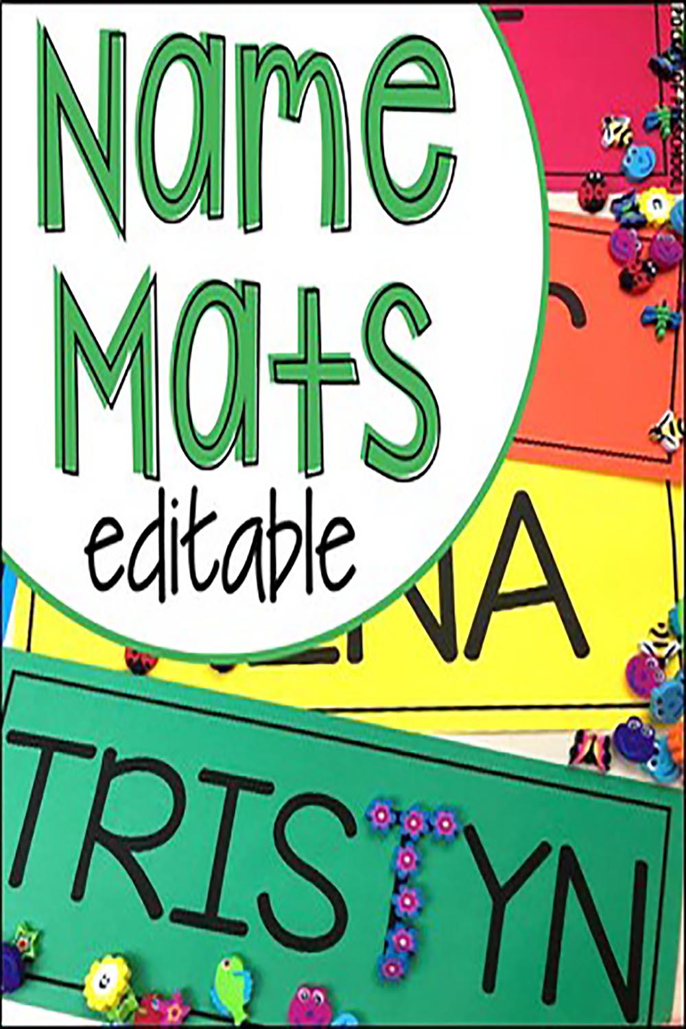 EDITABLE Name Mats for Preschool, Pre-K, and Kindergarten pinterest preview image.