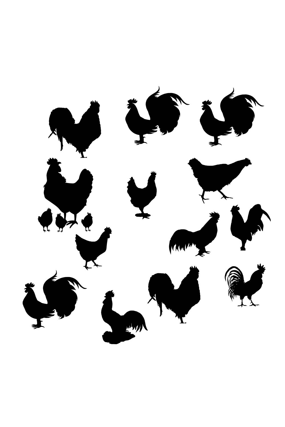 Chicken silhouette set pinterest preview image.