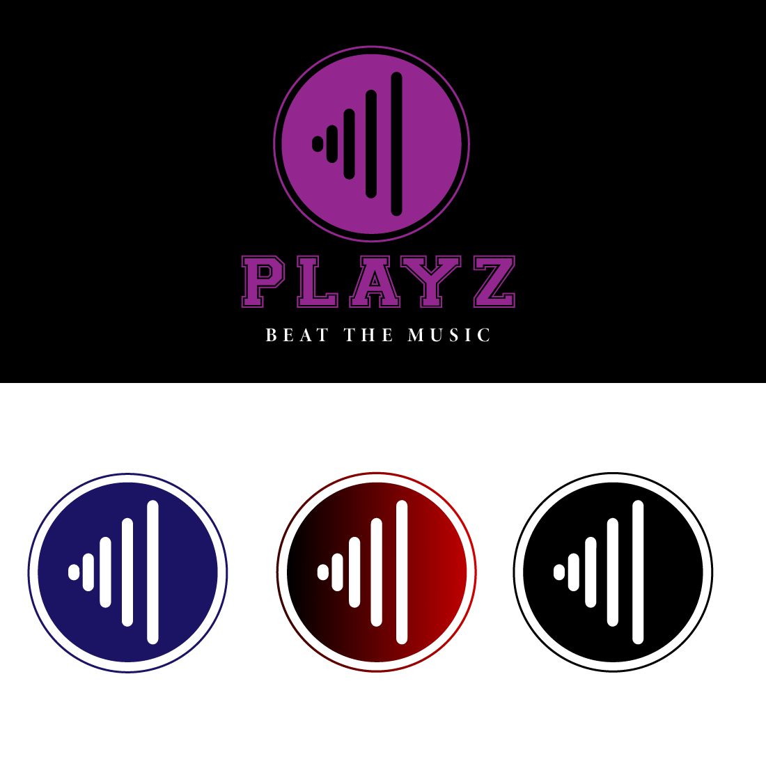 music play app logo design preview image.