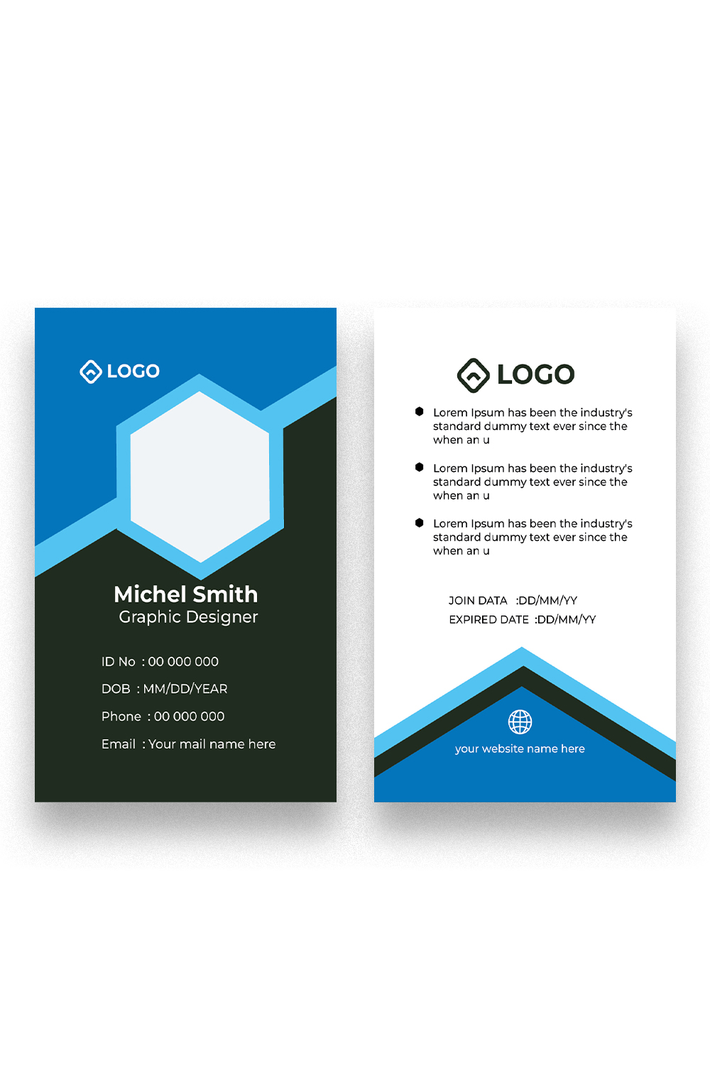ID card Design Template pinterest preview image.
