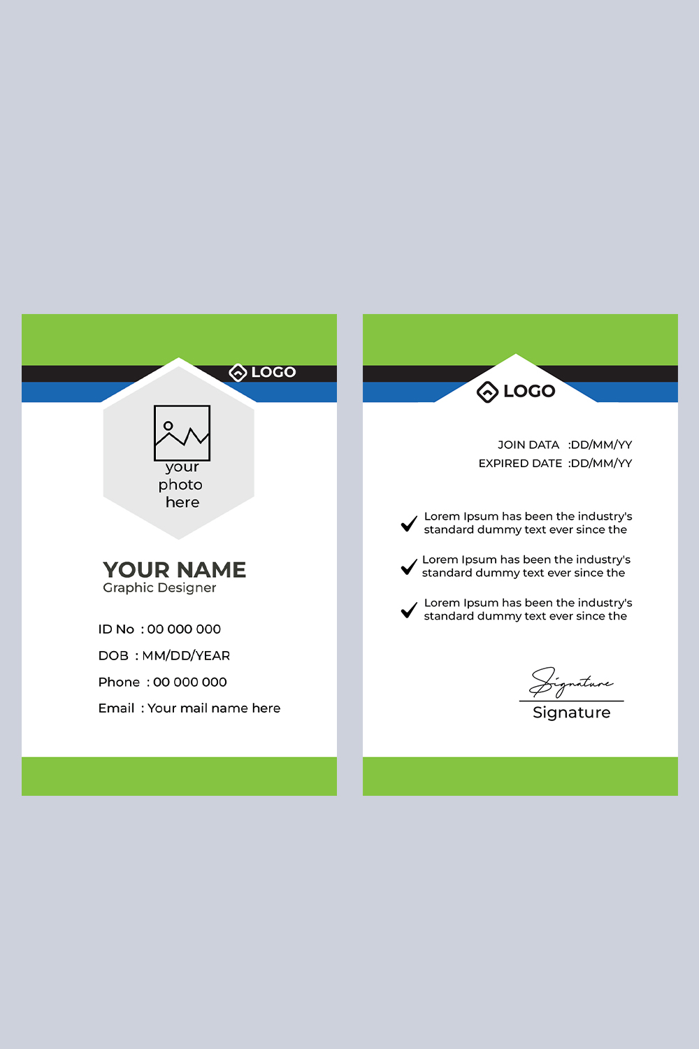 Id card Design Template pinterest preview image.
