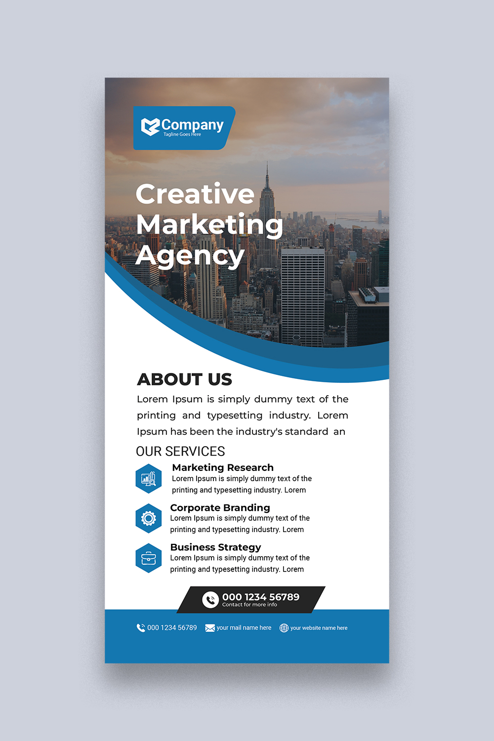 Corporate DL Flyer Design Template pinterest preview image.