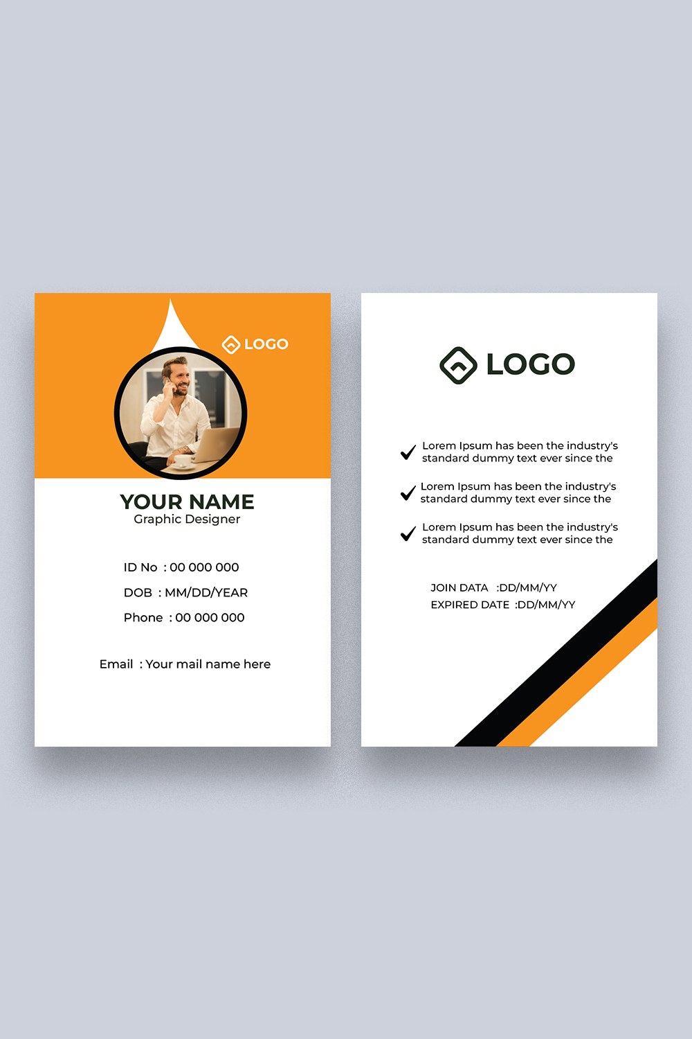 id card Design Template pinterest preview image.