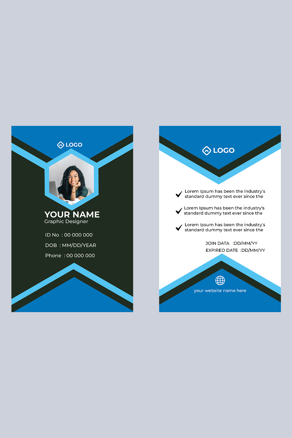 id card Design Template pinterest preview image.