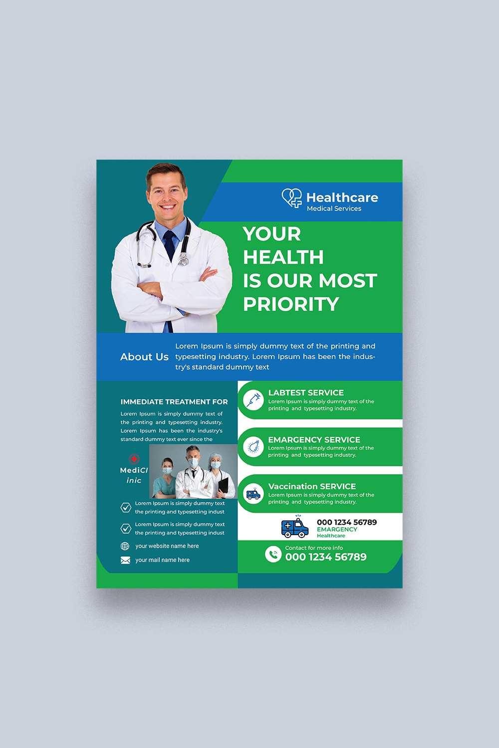 Medical Flyer Design Template pinterest preview image.