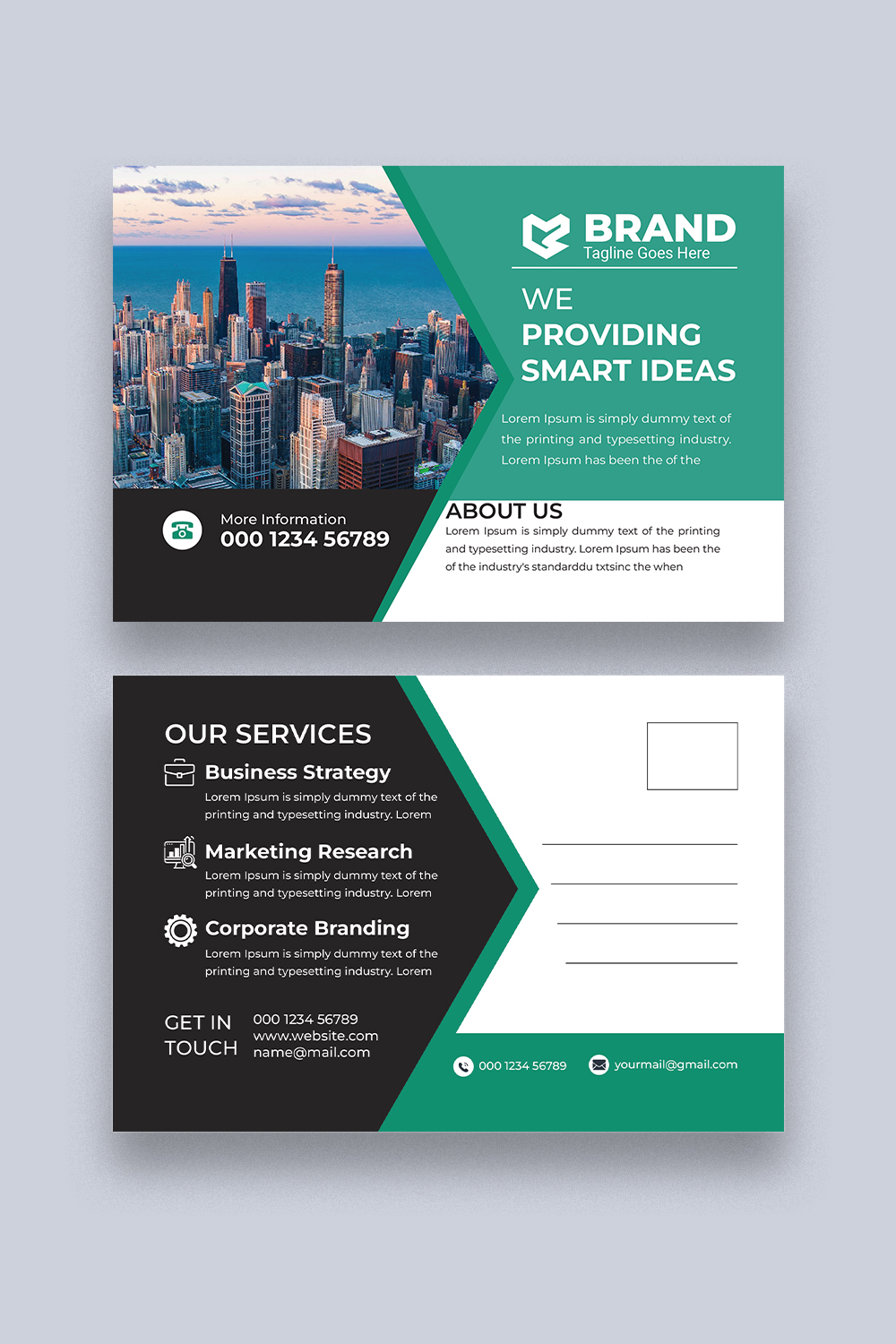 creative Postcard Design Template pinterest preview image.