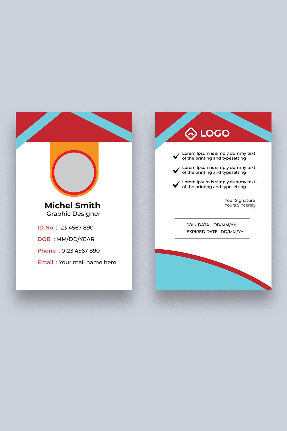 ID Card Design Template pinterest preview image.