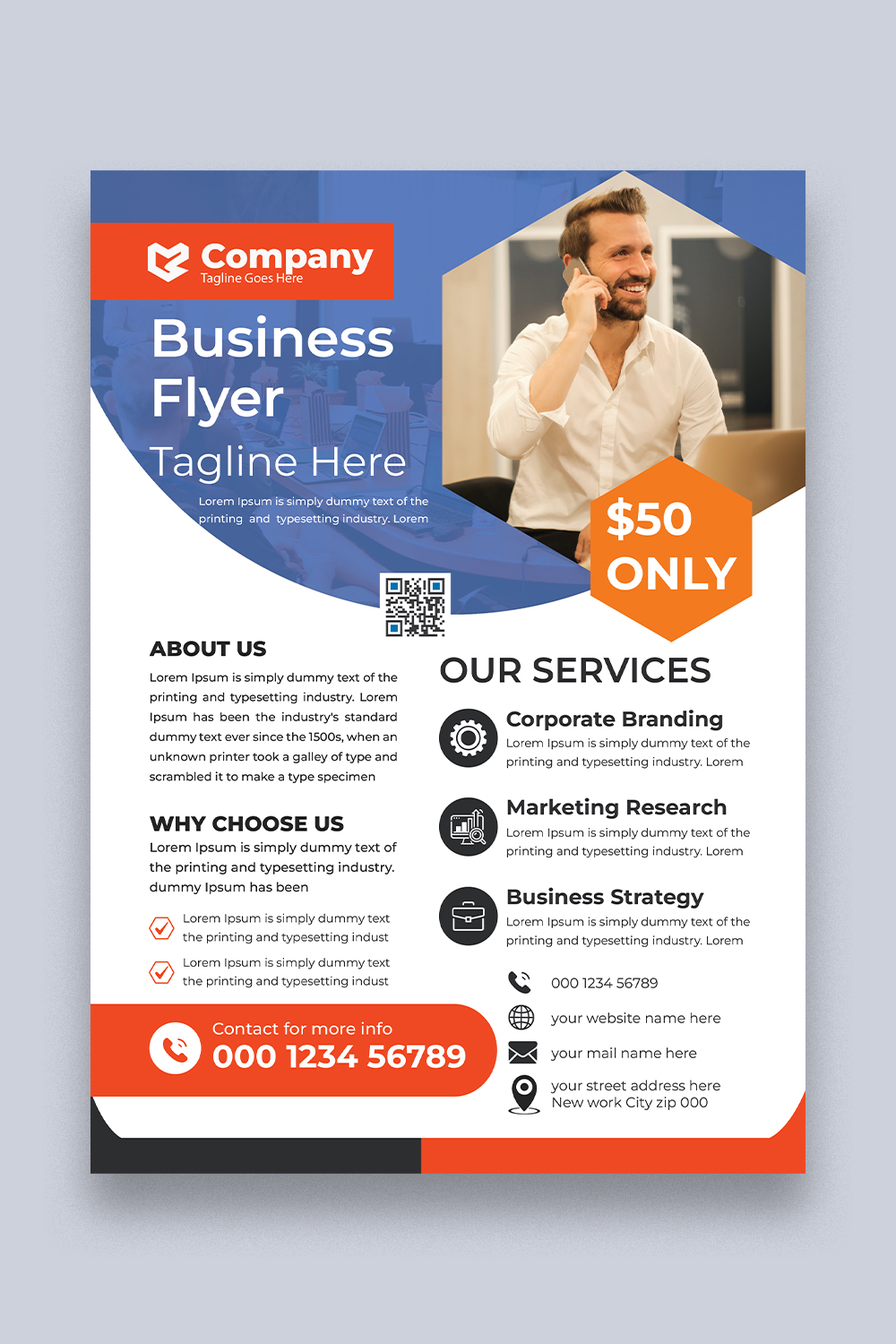 Professional Business Flyer Design Template pinterest preview image.