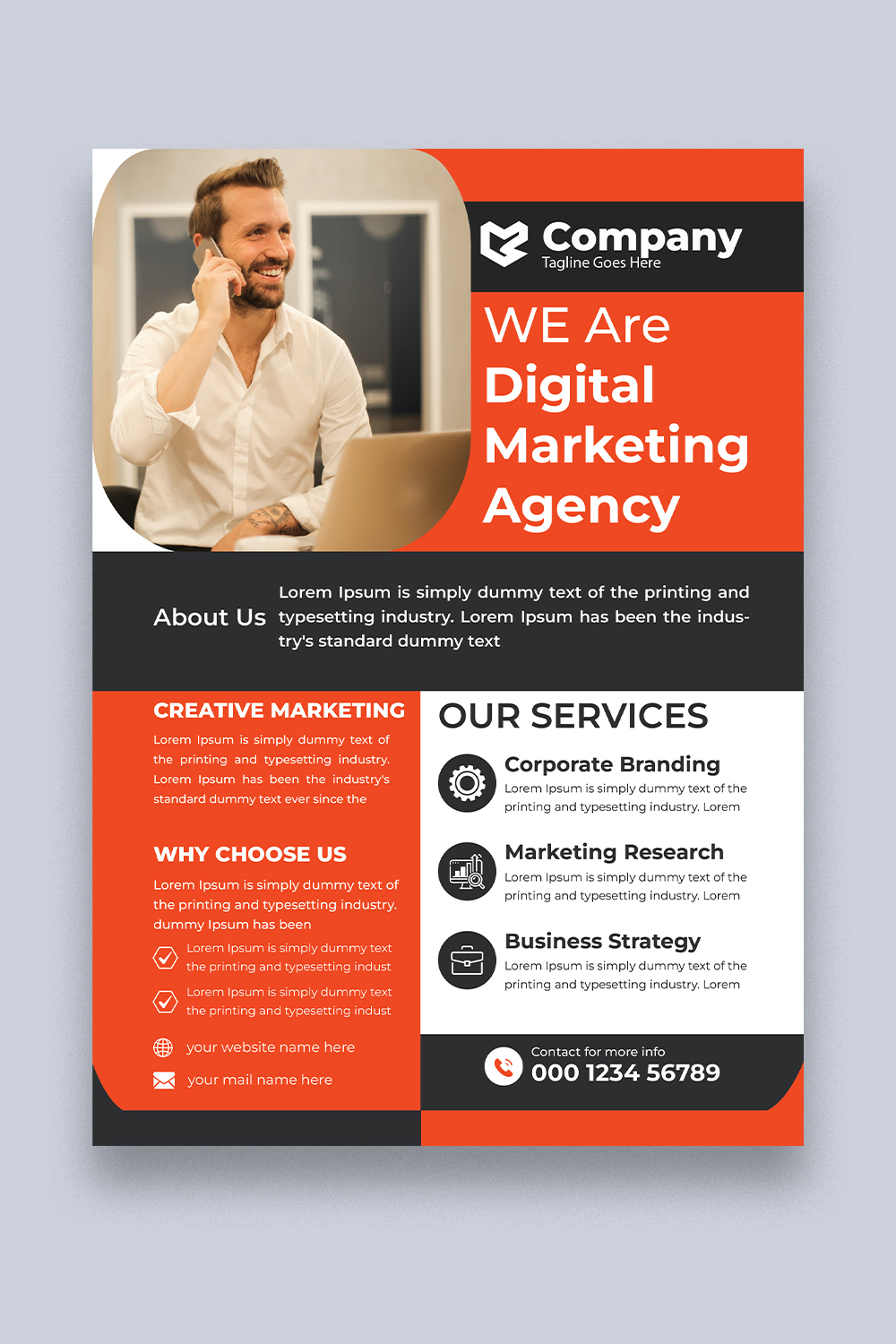 Professional Business Flyer Design Template pinterest preview image.