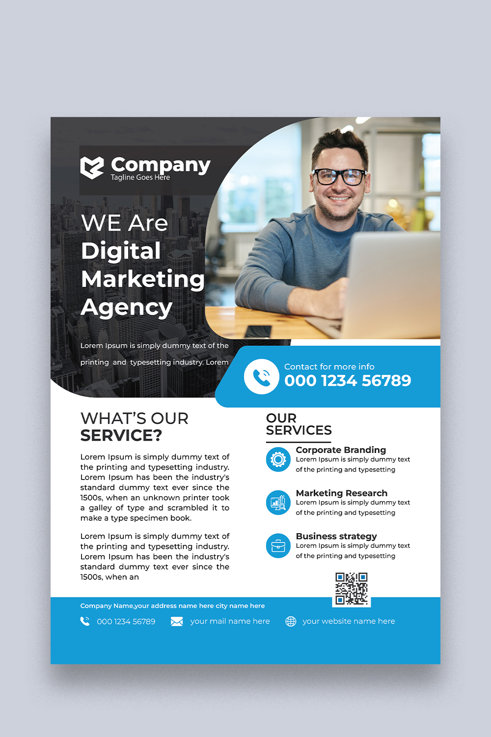 Corporate Flyer Design Template pinterest preview image.