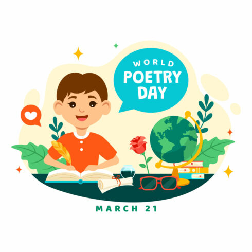 12 World Poetry Day Illustration cover image.