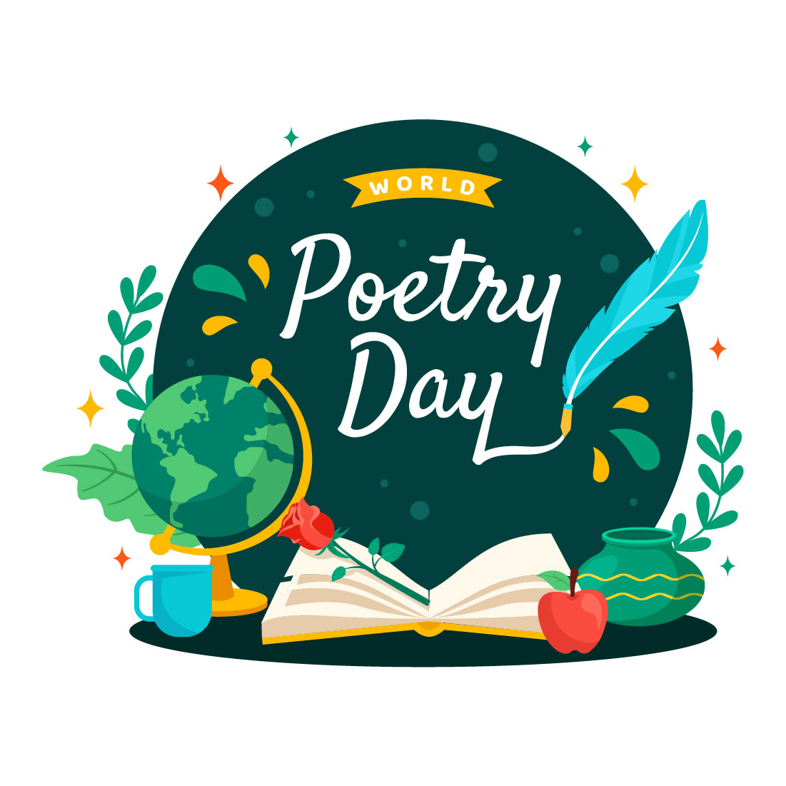 12 World Poetry Day Illustration preview image.