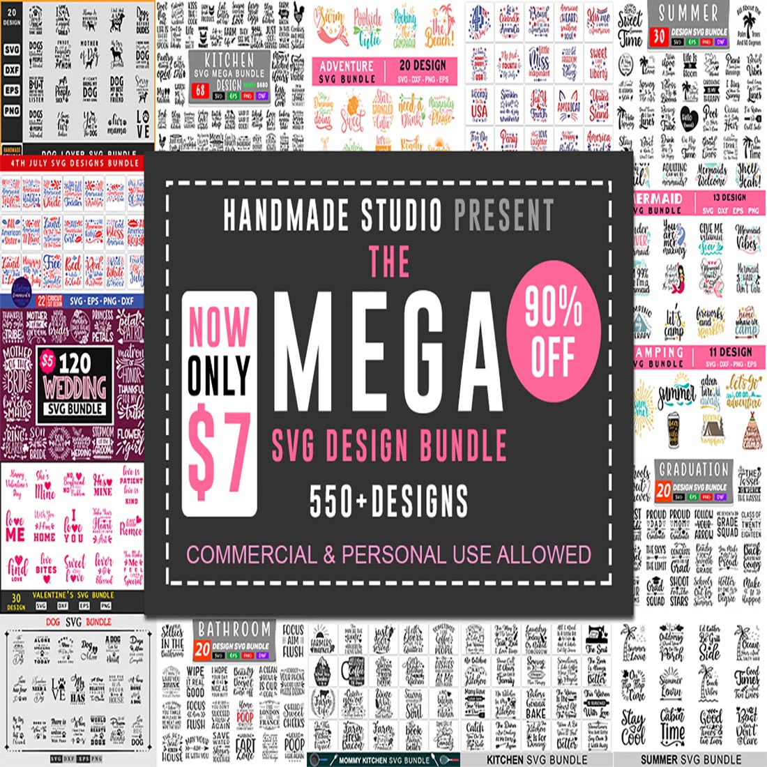 The Mega SVG Bundle preview image.