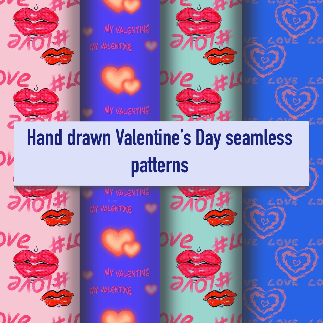Hand Drawn Valentine's Day Seamless Patterns cover image.