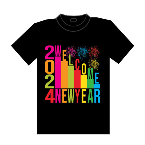 New Year " 2024 Welcome" T-Shirt Design cover image.