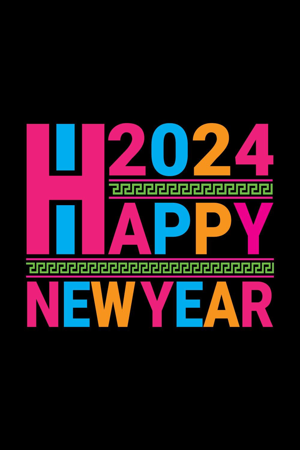 New Year " 2024 Happy New Year" T-Shirt Design pinterest preview image.