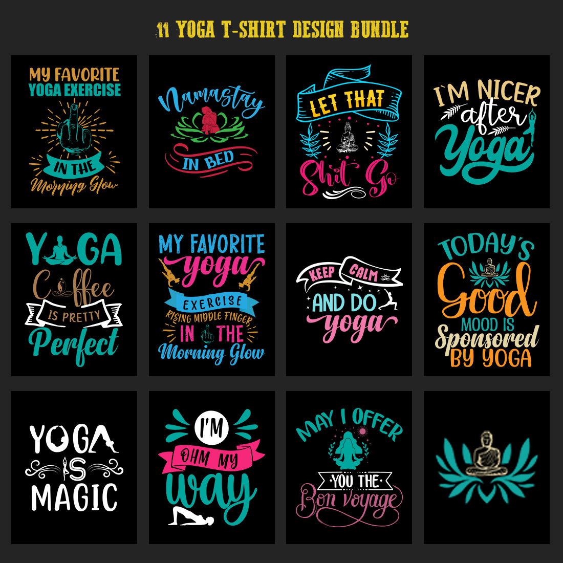 Yoga T-shirt design Bundle preview image.