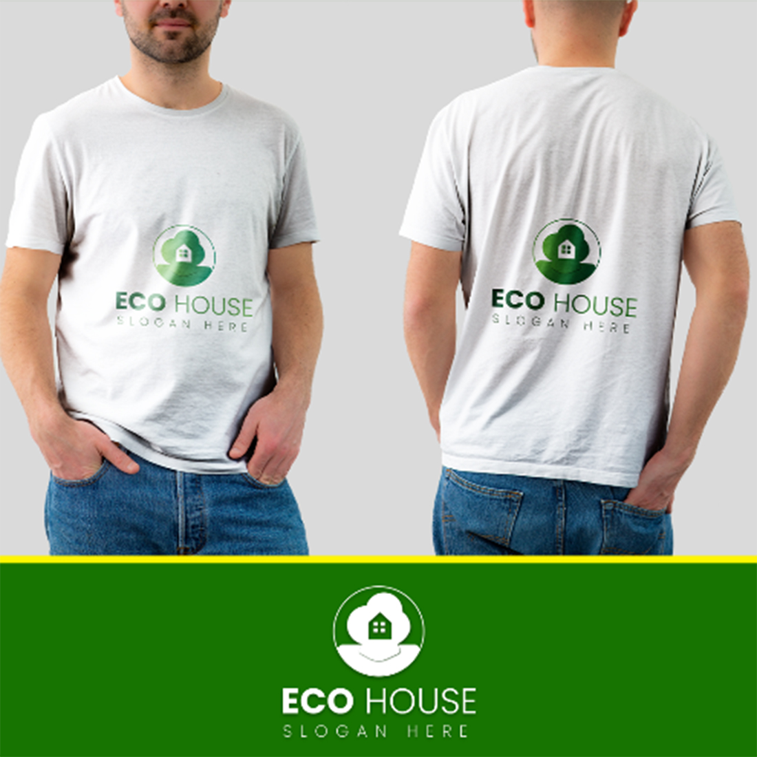 Creative real estate eco house logo preview image.