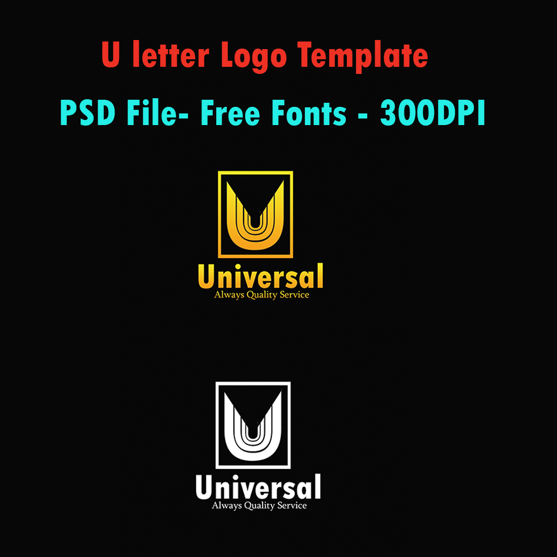 U letter Elegant logo template preview image.