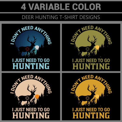 4 Variable Color DEER HUNTING T-Shirt Designs cover image.