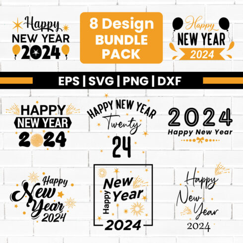 Happy New Year 2024 Bundle Pack | Trendy New year 2024 cover image.