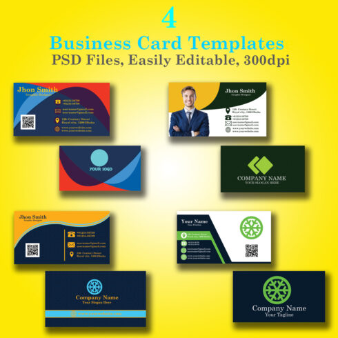 4 Corporate Business Card Template cover image.