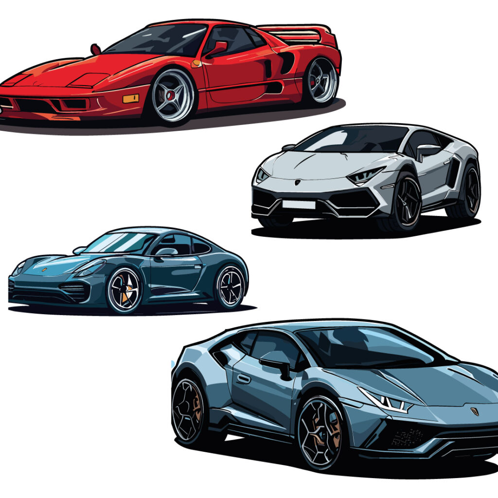 realistic vector red car with gradients and perspective from front ...