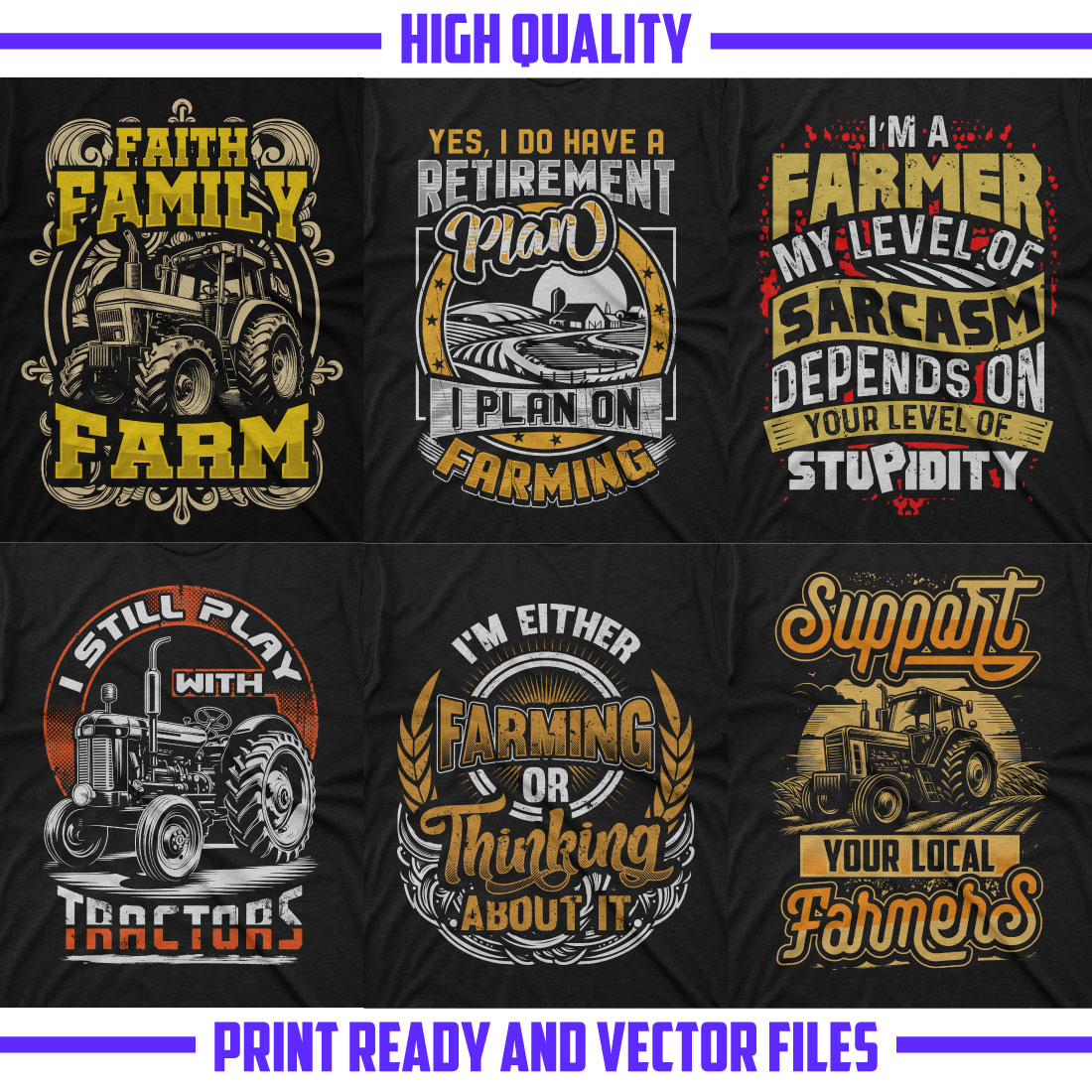 10 best selling premium farmer t shirt design preview image.