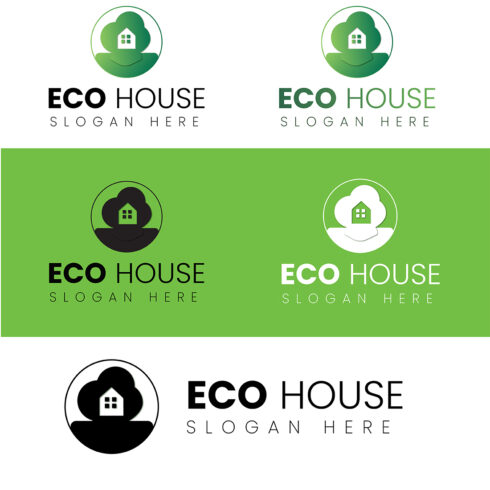 Creative real estate eco house logo cover image.