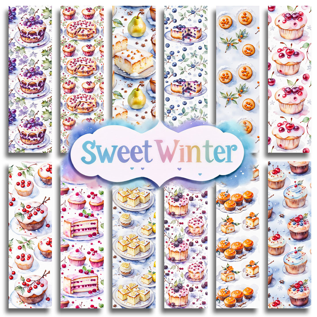 Sweet Winter: Seamless Digital Patterns cover image.