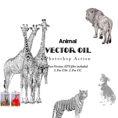Animal Vector Oil Photoshop Action cover image.