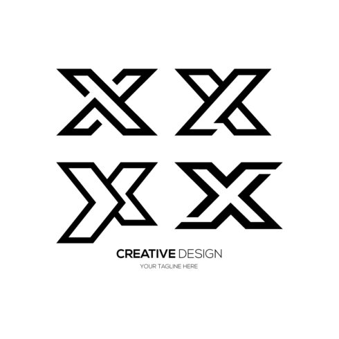 Set of letter X modern shape logo design concept isolated on balck White background cover image.
