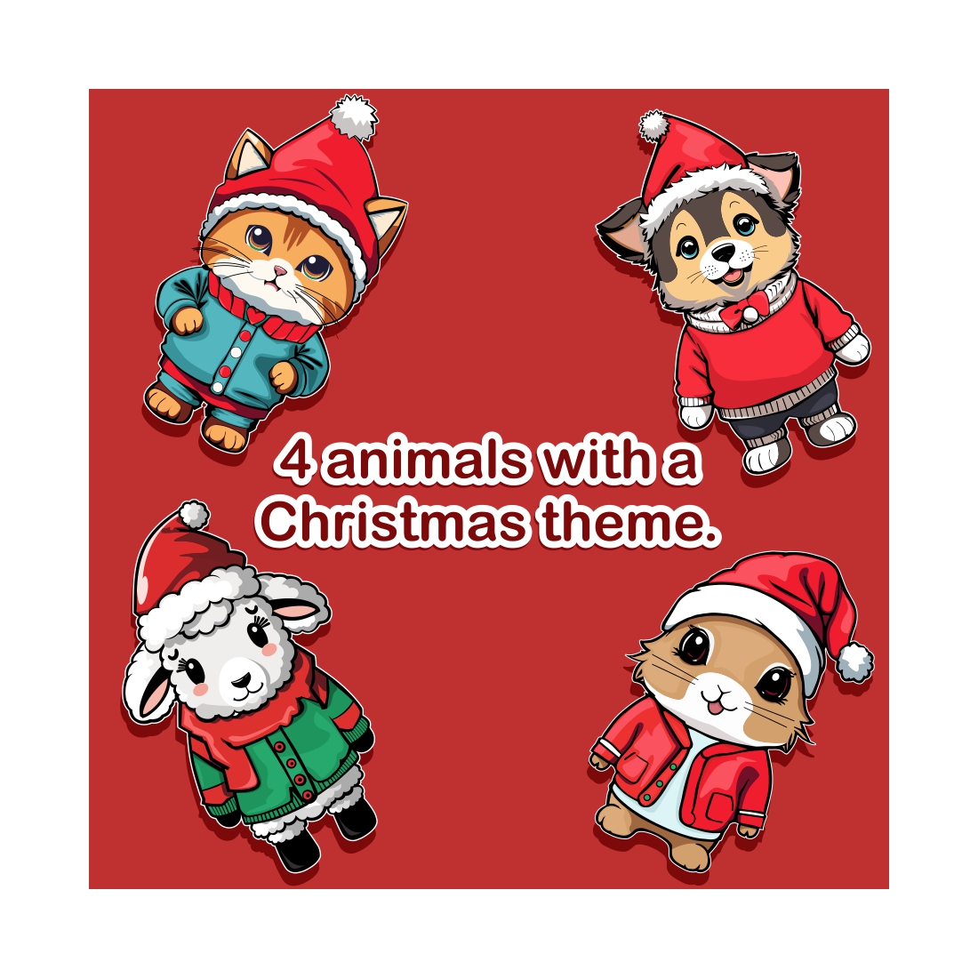 4 cute animal characters with a Christmas theme - only $5 cover image.