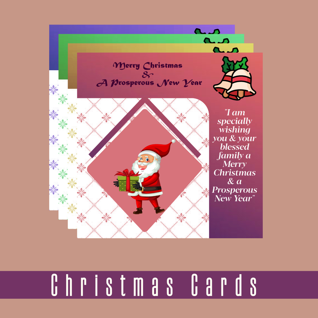 8 Beautifully Designed Vector Christmas Cards with Heartfelt Christmas Wishes cover image.