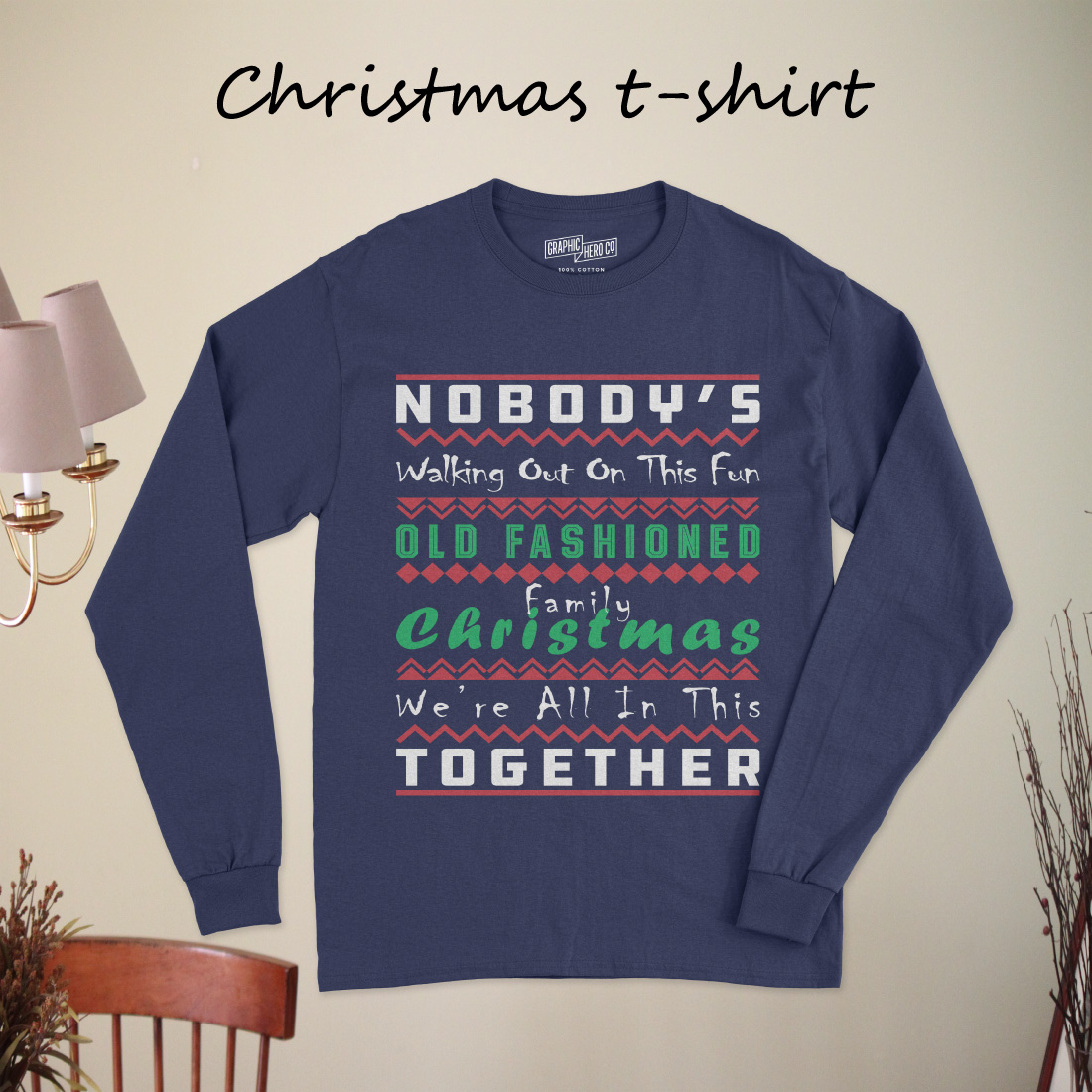 Christmas t-shirt design preview image.