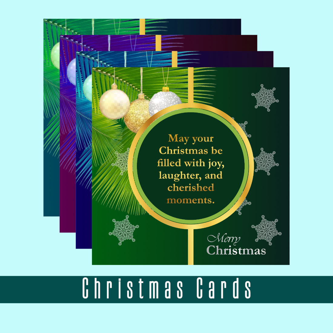4 Beautifully Designed Vector Christmas Cards with Heartfelt Christmas Wishes preview image.
