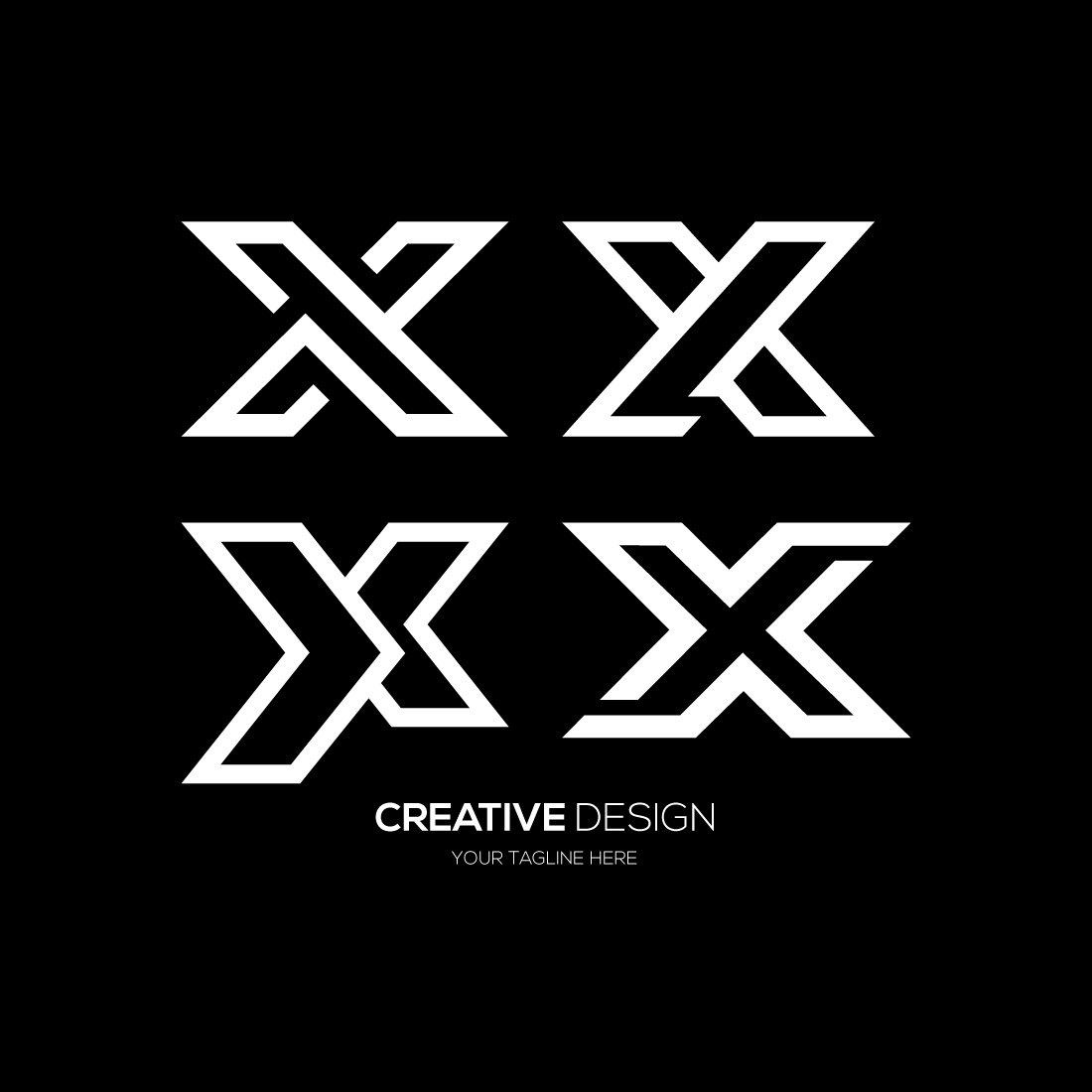 Set of letter X modern shape logo design concept isolated on balck White background preview image.
