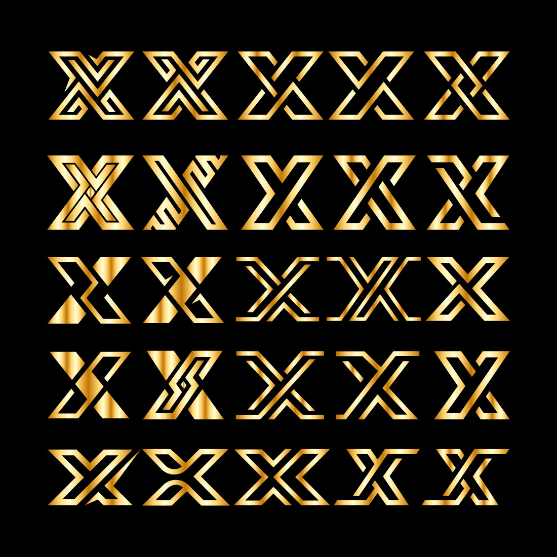 Set of letter X modern unique shapes 25 logo collections preview image.