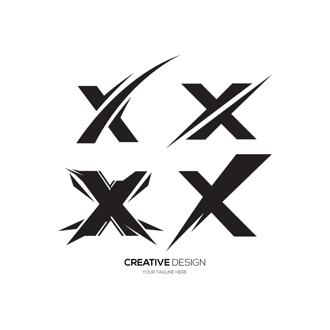 Letter X modern colorful abstract logo set preview image.