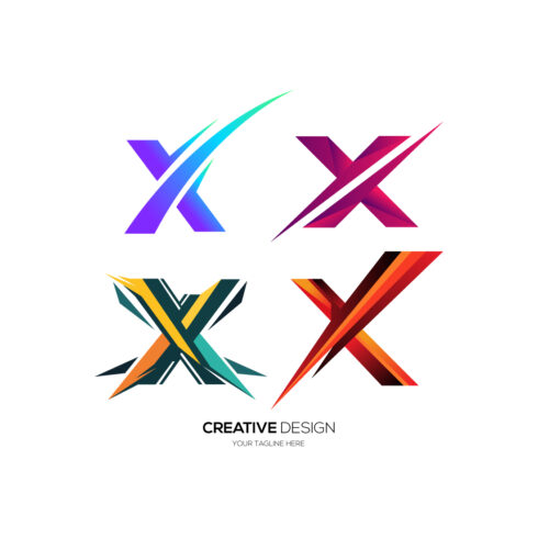 Letter X modern colorful abstract logo set cover image.