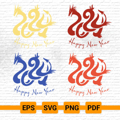 New Year Dragon 2024 svg Bundle | 2024 New Year | Year Of The Dragon 2024 svg | Chinese New Year Card T-Shirt Decor Decal Decoration Sticker cover image.