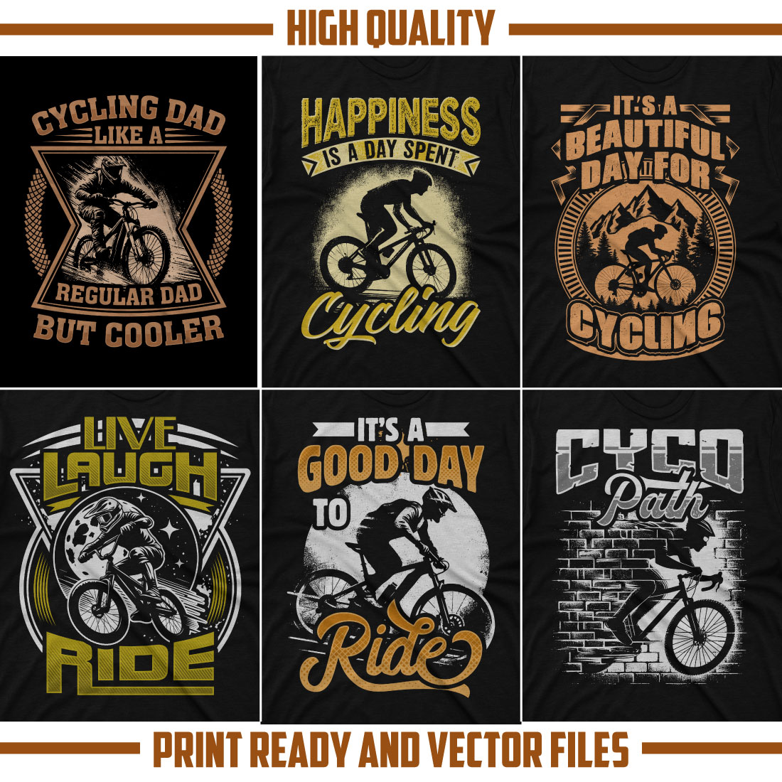 Cycling t shirt design bundle, bicycle t shirt design preview image.