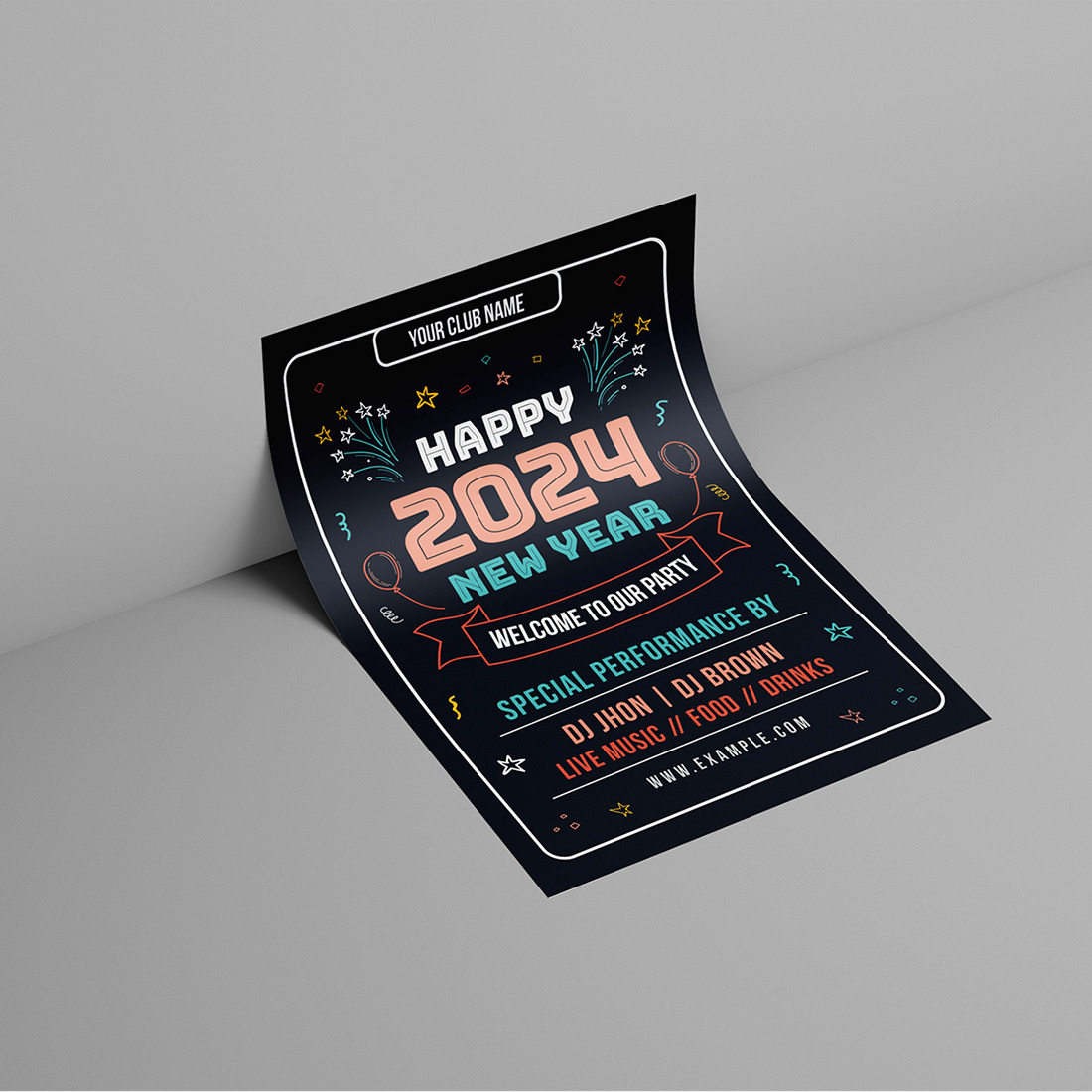 Happy New Year 2024 Poster preview image.