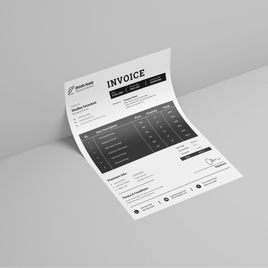 Corporate Invoice Template preview image.
