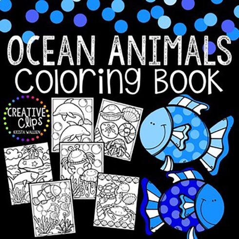 Ocean Animals Coloring Book cover image.