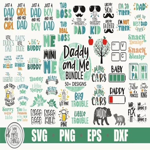 Daddy and me svg bundle| Dad and Baby svg | Father's day svg cover image.